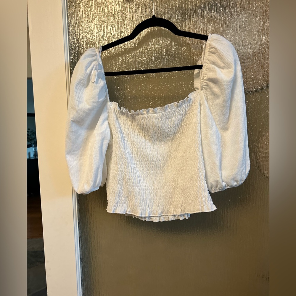 NWOT White Square-Neck Blouse